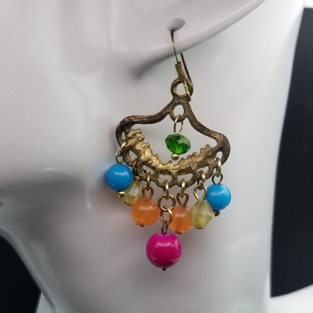 Extravagant colorful beaded gypsy earrings E0325